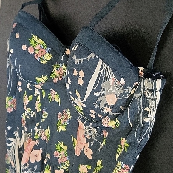 Band of Gypsies Smocked Back Corset Bra Top Floral Jumper with Pockets Size S - Picture 12 of 14